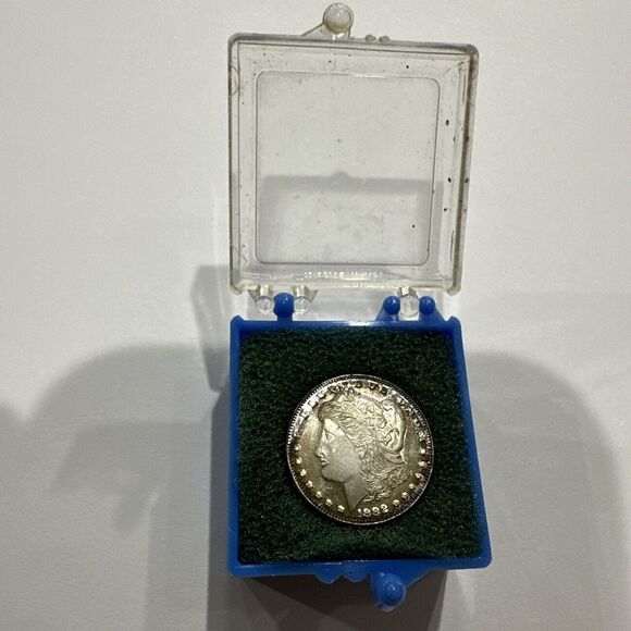 1882 Morgan Silver Dollar Coin Pin Tie Tack Sterling .925 1 Of A Kind Antique - Picture 1 of 11